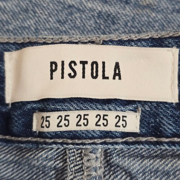 Pistola Kaia Denim Midi Skirt Blue Cult Front Back Slit Size 25 - Picture 10 of 12